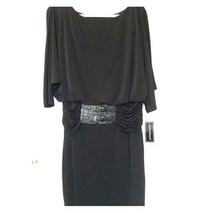 NWT Black belted stretchy dress